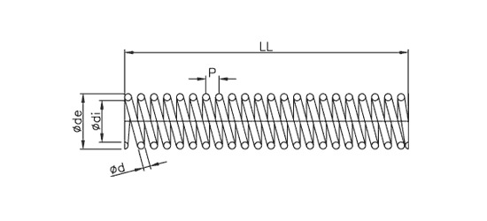 disegno tecnico di una molla a compressione